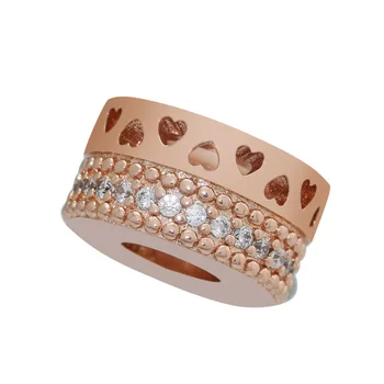 CKK Passer til Pandora Armbånd Guld Hjerter Signatur Charm i 925 Sterling Sølv DIY Perler til smykkefremstilling Berloque