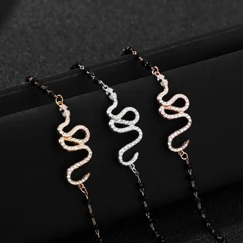 2020 Nye Design Snake Rhinestone Armbånd til Kvinder Sort Krystal Perler Kæde Smykker Kvindelige Gave 2020