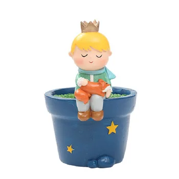 Søde Saftige Planter Lille Ornament Prins Potter Harpiks Lille Dreng Urtepotte Bonsai-Have Indenfor Dekoration Fødselsdag Gaver