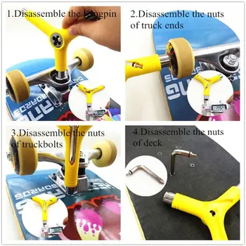 Universal Alt-i-En Rulleskøjte Skruenøgle Skateboard Reparation Y-Form Af Bærbare Multifunktionelle Tilbehør med L Skruenøgle