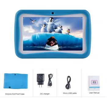 Forældrekontrol 7 Tommer M755 Børn Tablet PC RK3126 Quad Core 1GB+8GB 1024*600 Android 7.1 for børn at lære Gave Silikone Case