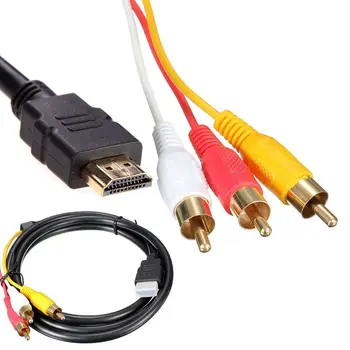 Hot 1,5 M 5Ft HDMI-Mandlige-Til 3-RCA Video, Lyd AV-Konverter Adapter Kabel Til HDTV
