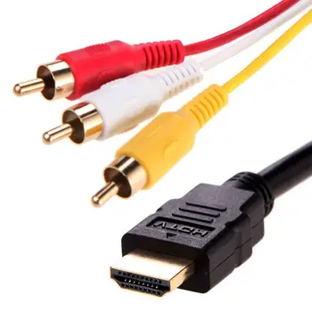 Hot 1,5 M 5Ft HDMI-Mandlige-Til 3-RCA Video, Lyd AV-Konverter Adapter Kabel Til HDTV