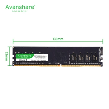 DDR4 Ram-Hukommelse 4GB 8GB 16GB 32GB 2400MHz 2666MHz 3200MHz 288Pin Levetid Garanti for Høj Hastighed Desktop Intel AMD ved Avanshare
