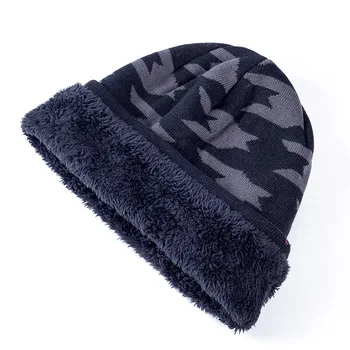 Unisex Varm Vinter Hat Mode Camouflage Print Ski Beanie Hatte Til Mænd & Kvinder Tilføj Pels Foret Tyk Strikhue Bonnet Fælles Landbrugspolitik
