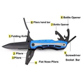 11pcs/set Multifunktions Kniv, Tang Multiværktøj Folde Knive Oplukker Stik en Skruetrækker med Bits Sæt