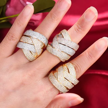 GODKI 2021 Trendy CROSSOVER Stor Fed Erklæring, Ring for Kvinder Cubic Zircon Finger Ringe Perler Charme Ring Boheme Stranden Smykker
