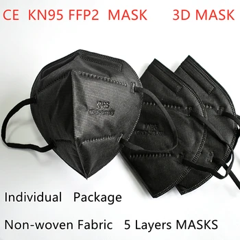 100 Stykker Top Kvalitet FFP2 Masker Ikke-disponible KN95 Masker 3D-5 Filter Lag Individuelle Ikke-Vævet Stof FFP2 Facial Masque Ma