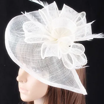 Vintage Elegante Navy Blå Fedora Cap Shapeau Hat Fjer Fascinators Loop Hovedbeklædning Damer Kvindelige Hår Tilbehør SYF278