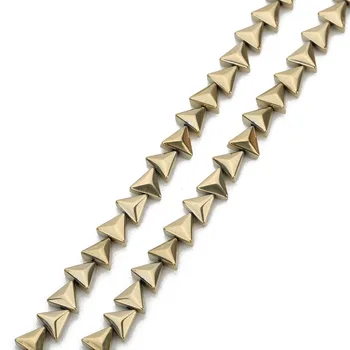 60pcs Naturlige Hæmatit Løs Spacer Perle 6*7mm Guld Sølv Farve Trekant Form Perler Charms til Håndlavede Smykker, hvilket Gør at Finde