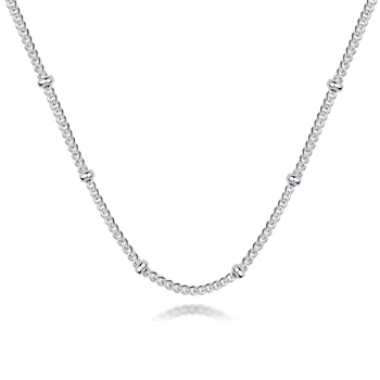 Ægte 925 Sterling Sølv Choker Sølv Beaded Halskæde Kæde Mode Smykker Halskæder til Kvinder DIY Charms Smykker at Gøre