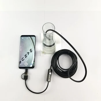 AN100 3 i 1 7mm 6 LED Endoskop Tpye-c Android PC USB-Vandtæt Endoskop Kamera Inspektion Semi-stiv wire Kabel til android