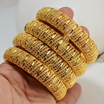 Annayoyo 4Pieces 24k Guld Farve armbånd til kvinder guld armbånd bryllup Brude smykker joias ouro Fabrik Vint