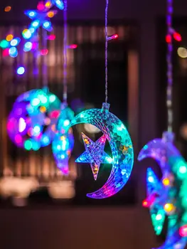 LED String Lys Moon Star Gardin Lampe Til Hjemmet Hængende Garland Christmas Tree Decor Ferie Belysning Bryllup 220v fairy lights