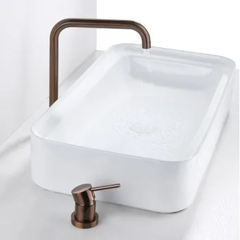 Guld børste bassin hane guld messing badeværelse hane enkelt håndtag vandhane guld børste vask tryk på koldt og varmt blandingsbatteri