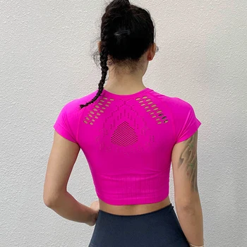 SALSPOR Problemfri Sport T-Shirt Kvinder Sexet Hule Ud Åndbar Afgrøde Yoga Top Elastisk Stram Trænings-og Motionscenter Shirts Kører Tank Tops