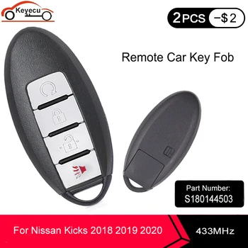 KEYECU Keyless-go Smart Fjernbetjening Key Fob 3+1 4-Knappen 433.92 MHz PCF7953M 4A Chip for Nissan Spark 2018 2019 2020 S180144503