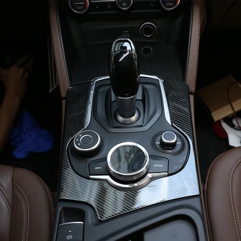For Alfa Romeo Stelvio 2017 2018 2019 Bil Tilbehør ABS Indre Center Konsol Gear Shift Panel Cover Carbon Fiber Trim