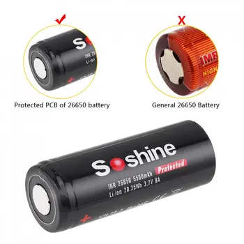 2stk/masse 3,7 V 5500mAh 26650 Batteri Li-ion Lithium 26650 Genopladeligt Batteri med Beskyttet PCB til LED Lommelygte Forlygte