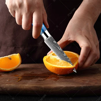XITUO Over Otte Stykke køkkenkniv Sæt Unikke Blå Harpiks Håndtag Efterligning Damaskus Kokkens Kniv Traditionel Madlavning Værktøjer