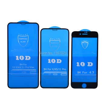 100pcs 10D Hærdet Glas Til iPhone 12 Mini-11 Pro Max antal XS-XR-X 8 7 6 Plus SE Fuld Dækning Premium Buet Skærm Protektor Film