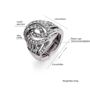 Vintage Antik Farve Geometriske Ring For Kvinder Trendy Elastisk One-size Justerbar Krystal Ring Finger Punk Smykker 2019 Ny