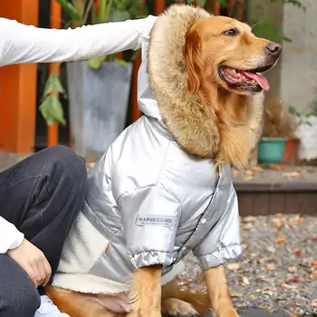 Rum Sølv Pet Tøj Vindtæt Komfortabel Bomuld, Pels Kostume Jakke Til Mellemstore Og Store Hunde Trench Coat Bomuld