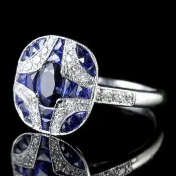 Kvinde Smykker Sølv vielsesringe for Par 925 Sterling Sølv Safir Retro Diamant Ringe er Fyldt Kvinders Engagement Luksus