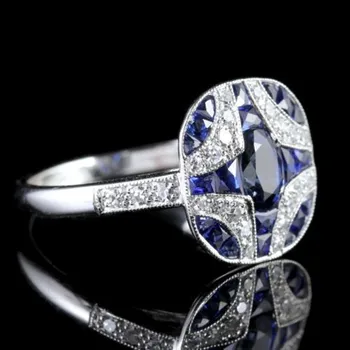 Kvinde Smykker Sølv vielsesringe for Par 925 Sterling Sølv Safir Retro Diamant Ringe er Fyldt Kvinders Engagement Luksus