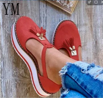 Hot Salg 2020 Kvinder Sandaler Med Spænde Remmen Flok Sommer Sko Chaussures Femme Fladskærms-Platform Sandalias Plus Size Sko Mode 43