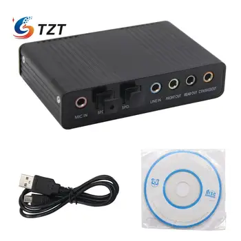 TZT Eksterne USB-S/PDIF Optisk lydkort Stereo 5.1 Kanal Audio DAC Linje I 6 Kanal Eksterne lydkort