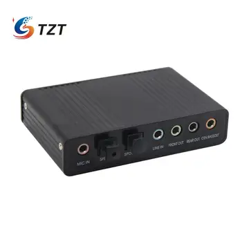 TZT Eksterne USB-S/PDIF Optisk lydkort Stereo 5.1 Kanal Audio DAC Linje I 6 Kanal Eksterne lydkort