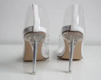 Nye Hotte Kvinder Prinsesse højhælede sko Klart Glas Slipper Sommer-høj hæl Sko bryllup part Kjole Cosplay