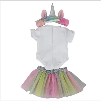 Født Nye Baby Doll Tøj Tilbehør Passer til 18 tommer 43 cm Hvid Enhjørning Hår med Dukke Piger og Drenge Tøj, der Passer Til Baby Gave