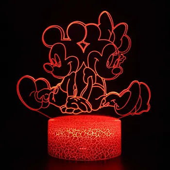 Disney Mickey Mouse, Minnie Action Figur 3D-Illusion LED Nightlight Sovende Lys Model Akryl Legetøj Til Børne Fødselsdag Xmas Gave