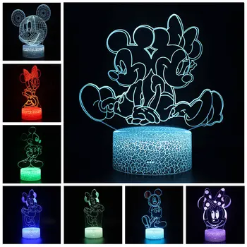 Disney Mickey Mouse, Minnie Action Figur 3D-Illusion LED Nightlight Sovende Lys Model Akryl Legetøj Til Børne Fødselsdag Xmas Gave