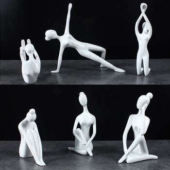 Moderne Harpiks Yoga Kvinde Dekorative Ornamenter Yoga Studio Yoga Karakter Håndværk Hjem Indretning Stue Figurer Dekoration