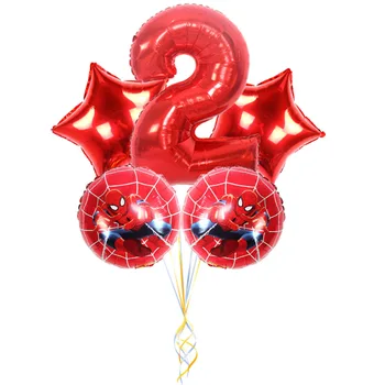 5pcs/masse Spiderman Folie Balloner Nummer 1 2 3 4 5 6 7 8 9st Super Hero Fødselsdag Part Indretning Folie Balloner Kids Legetøj Stjernede Globos