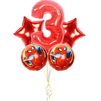 5pcs/masse Spiderman Folie Balloner Nummer 1 2 3 4 5 6 7 8 9st Super Hero Fødselsdag Part Indretning Folie Balloner Kids Legetøj Stjernede Globos
