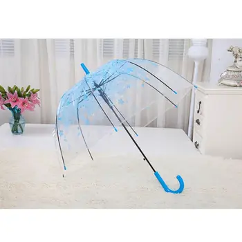 Romantisk Gennemsigtig Klar Blomster Boble Dome Paraply Halvdelen Automatisk For Vinden Kraftig Regn