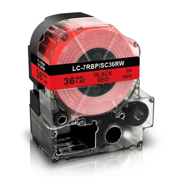 Topcolor 3PK 36mm Kompatibel Epson Mærke Tape-Sort på Rød SC36RW LK-7RBP til Epson KingJim Label Maker SR750 SR5900P SR950 970
