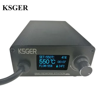 KSGER Lodning Station DIY OLED Digital temperaturregulator T12 Håndtere Elektrisk Justerbar Dyse Stå Tørretumbler Svejsning Værktøjer