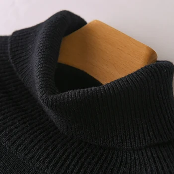 Ren uld 2019 nye høj krave pullover tyk varm trøje korte matchende farve med lange ærmer løs casual sweater kvinder