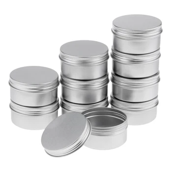10stk 80ml Tom Kosmetiske Potter Lip Balm Container Jar Sølv Aluminium Dåser