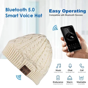 Bluetooth Headset Strikkede Hat Beanie Hue, Trådløse Hovedtelefoner, Musik Strikkede Huer med Stereo Højttaler til Udendørs Sport