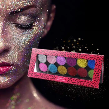 12 Farver, Glitter øjenskygge Palet Pulver Makeup Øjne Glitter Skønhed Pigment Kosmetik, Makeup, DIY Magnetiske Øjenskygge Palette