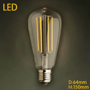 LED Retro Lampe Lampada Bombillas Vintage Edison Lamp Bulb Light ST64 2/4/6W E27 220V Decoratives Carbon Glødelamper Pære