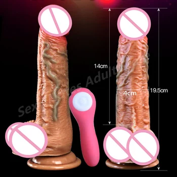 Super Realistisk Blød Silikone Dildo Vibrator Varme Teleskopisk Kunstig Penis Vibrator Til Kvinder Masturbator Voksen Sex Legetøj