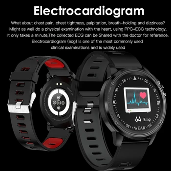 696 L8 smart ur IP67 vandtæt puls, EKG-PPG blodets ilt-overvågning vejrudsigt Bluetooth-foto armbånd
