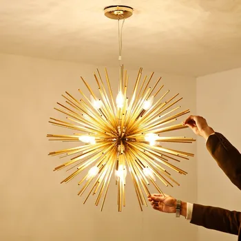 Post-moderne urchin form guld lampe vedhæng dekoration metal mælkebøtte stue cafe dekorativ belysning led vedhæng lys